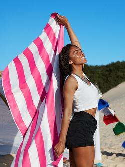 Dock & Bay Cabana Stripe Quick Dry Beach Towel - view 2, Pink