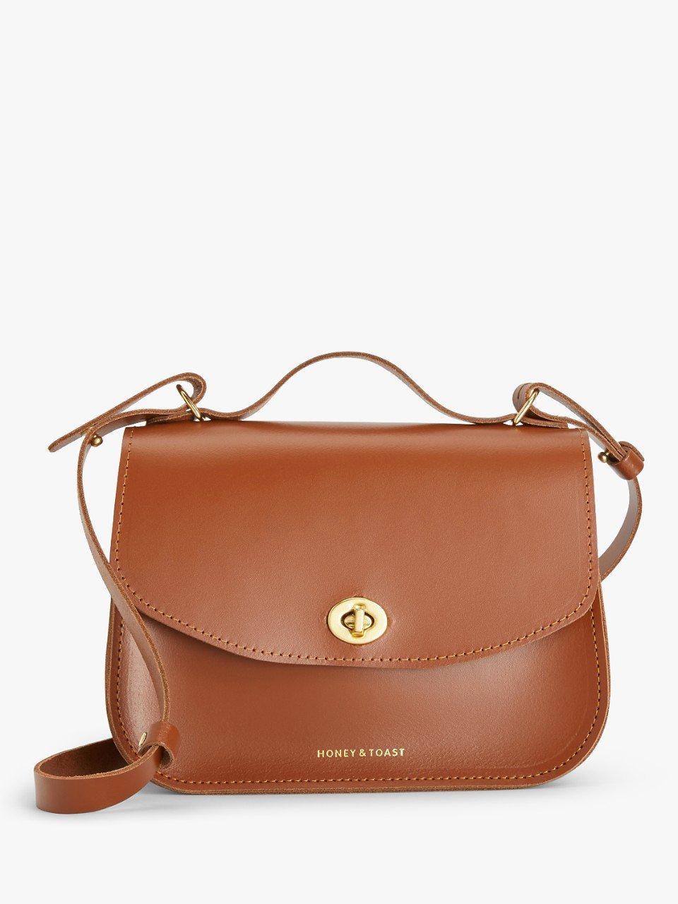 Honey & Toast Ava Leather Satchel Bag, Tan