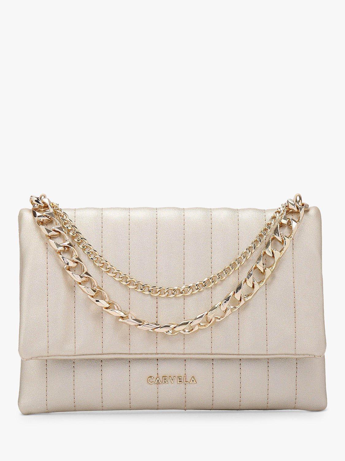 Carvela Rebel Quilted Clutch Bag, Gold