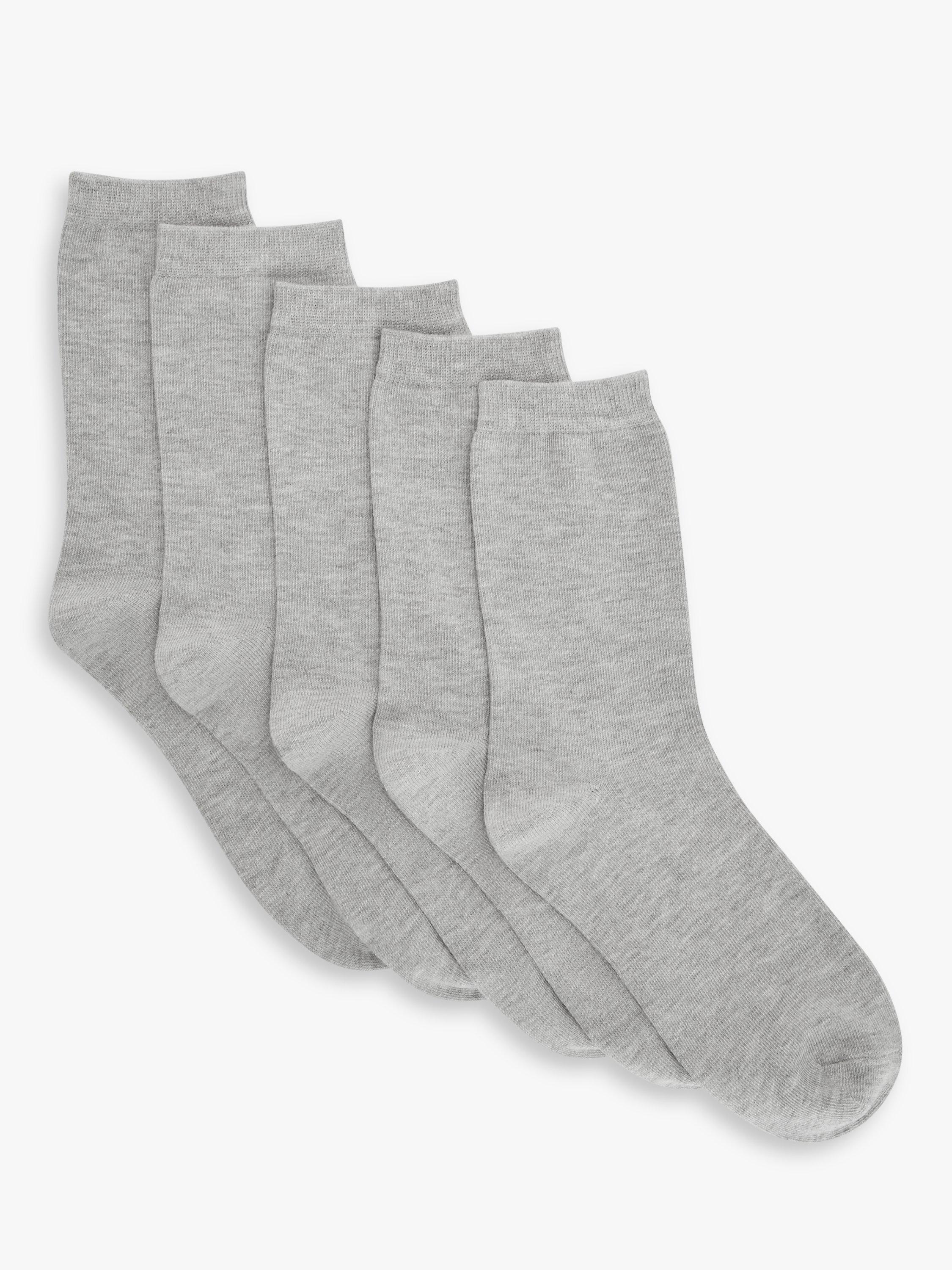 John Lewis Ankle Socks, Pack of 5, Grey