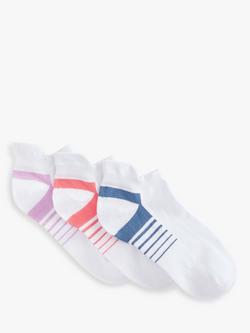 John Lewis Heel Tab Sports Socks, Pack of 3, White/Multi, White Multi