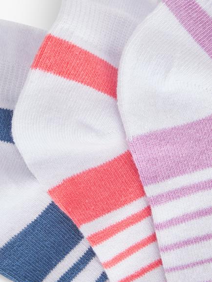 John Lewis Heel Tab Sports Socks, Pack of 3, White/Multi - view 2, White Multi
