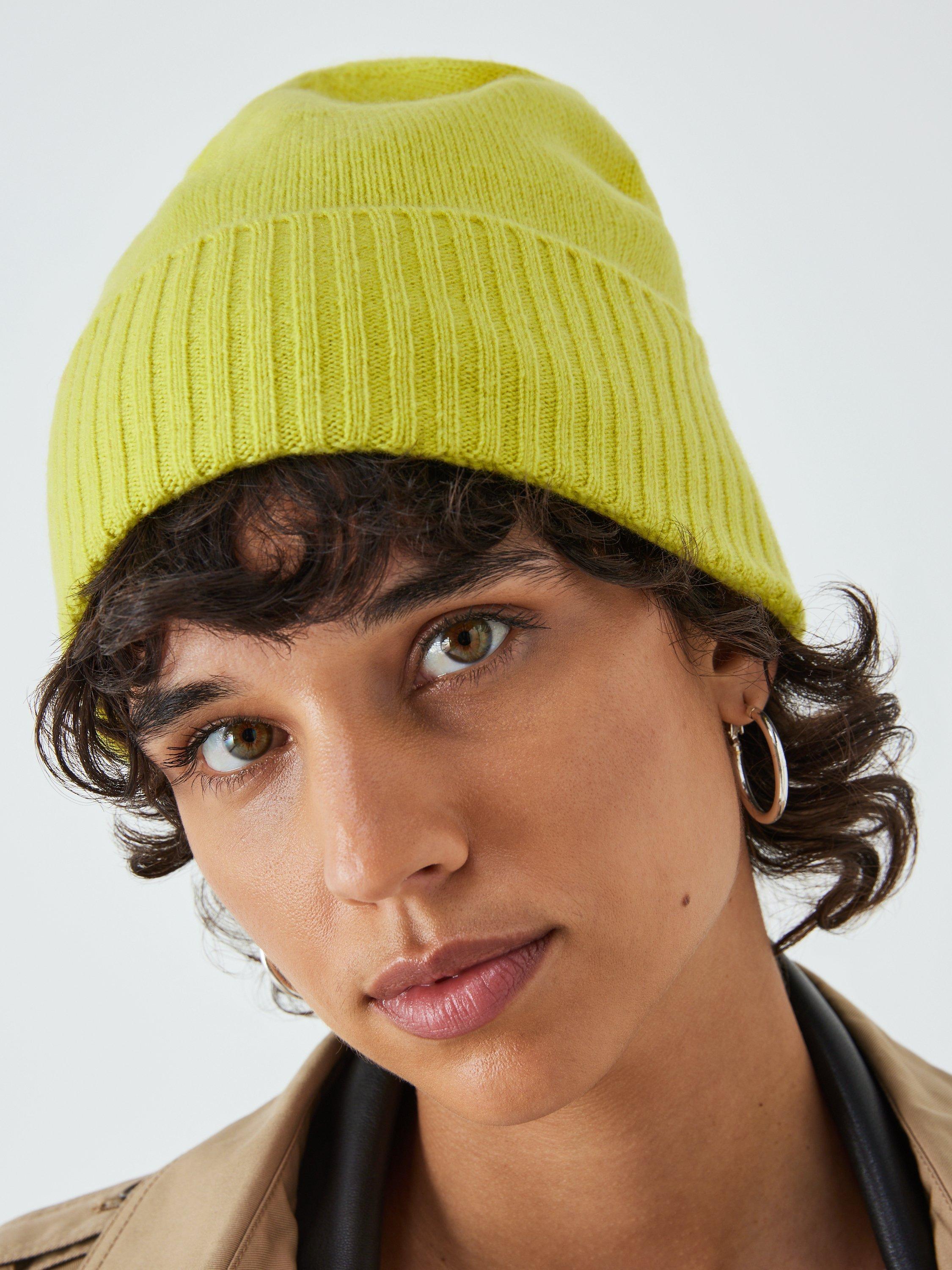 John Lewis Cashmere Beanie Hat, Lime