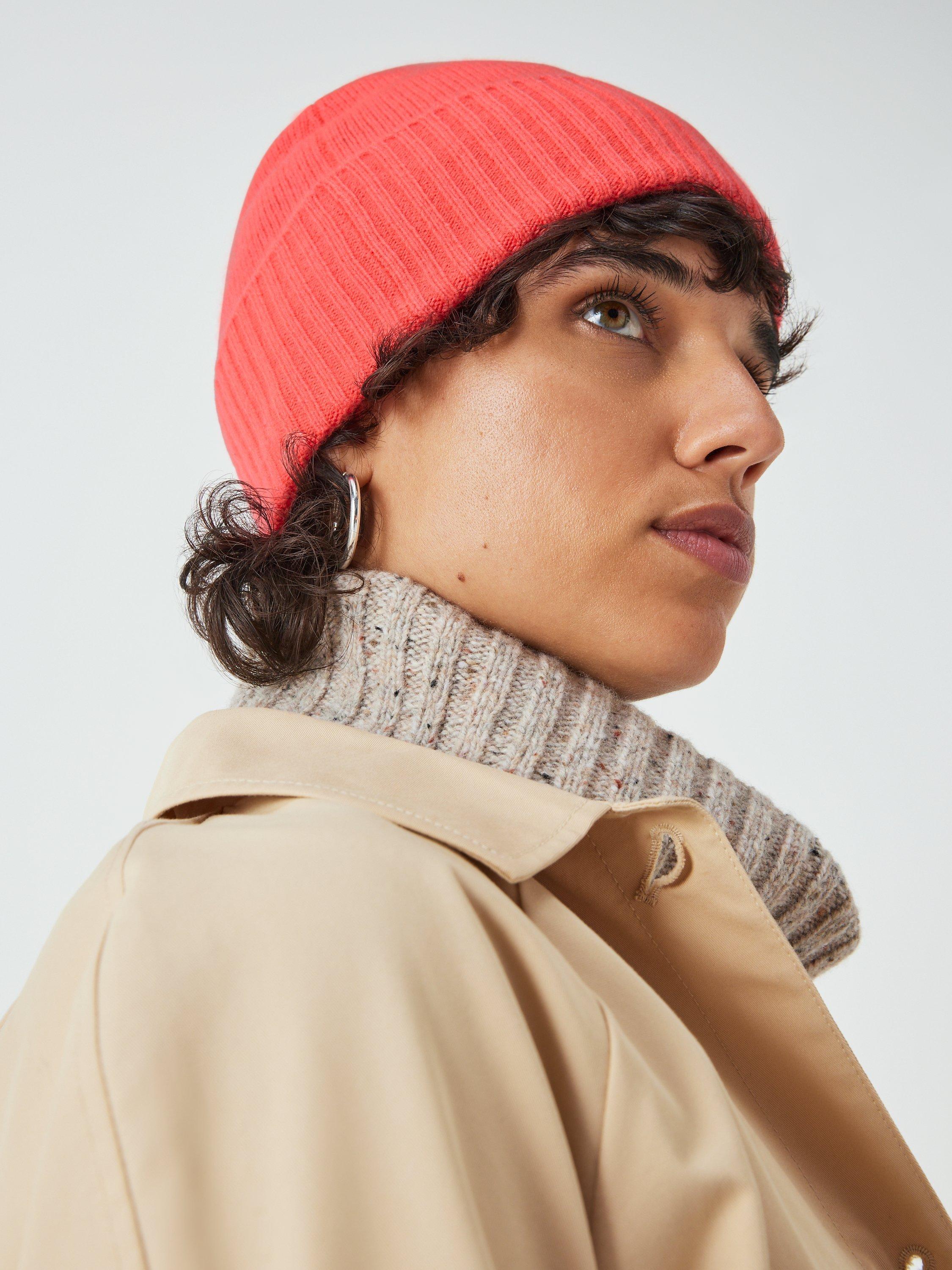 John Lewis Cashmere Beanie Hat, Bright Orange