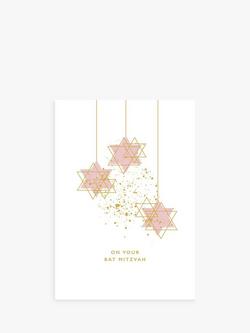 Art File Pink Stars Bat Mitzvah Card, Multi