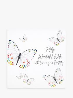 Five Dollar Shake Butterflies Wonderful Wife Birthday Card, Multi
