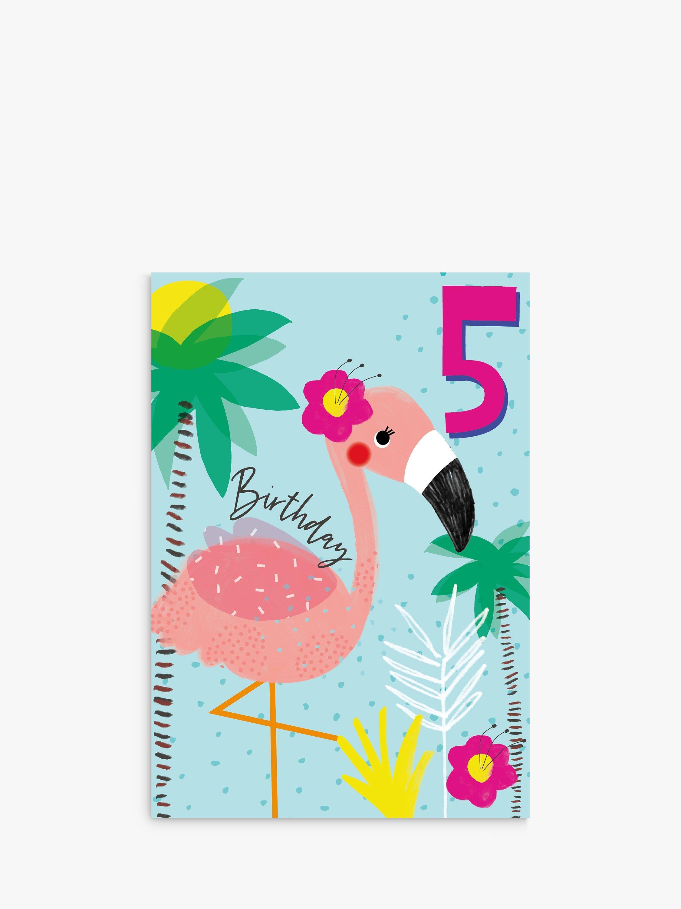 Laura Darrington Design Flamingo 5th Birthday Card