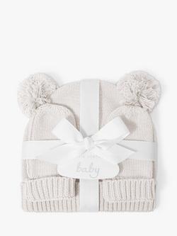 Katie Loxton Baby Hat & Mittens Gift Set, Off White