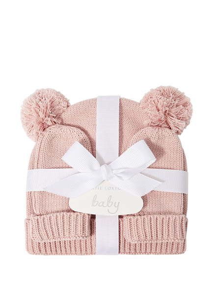 Katie Loxton Baby Hat & Mittens Gift Set, Pink