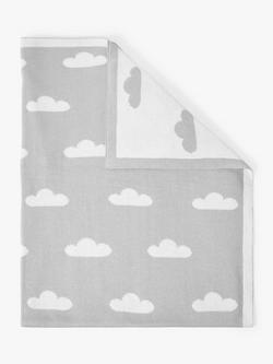 Katie Loxton Cloud Print Baby Blanket - view 2, Grey/Off White