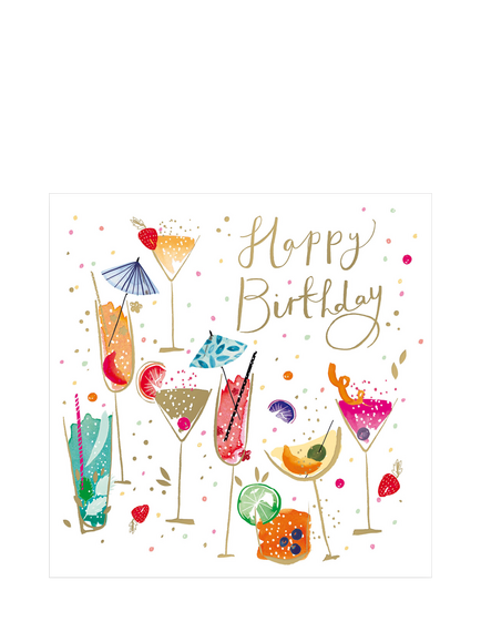 Woodmansterne Colourful Cocktails Birthday Card, Multi