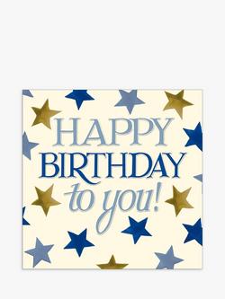 Emma Bridgewater Blue & Gold Stars Birthday Card, Blue/Gold