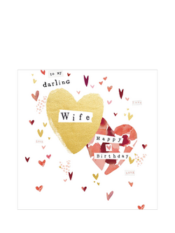 Woodmansterne Hearts Darling Wife Birthday Card, Multi