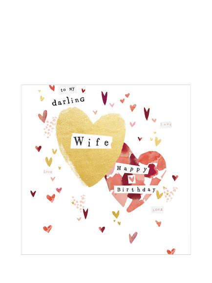 Woodmansterne Hearts Darling Wife Birthday Card, Multi
