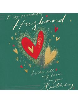 Woodmansterne Hearts Wonderful Husband Birthday Card, Multi