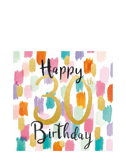 Woodmansterne Colourful Brushstrokes 30th Birthday Card, Multi