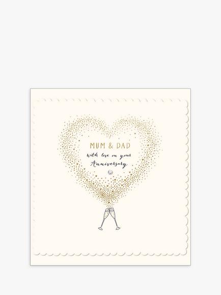 The Proper Mail Company Heart Mum & Dad Anniversary Card, Multi
