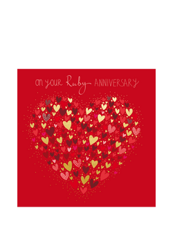 Woodmansterne Hearts Ruby Anniversary Card, Multi