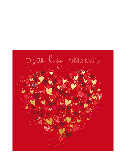 Woodmansterne Hearts Ruby Anniversary Card, Multi