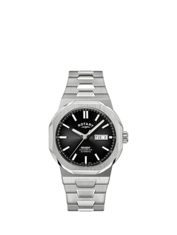 Rotary Men's Regent Automatic Day Date Bracelet Strap Watch, Silver/Black Gb05490/04