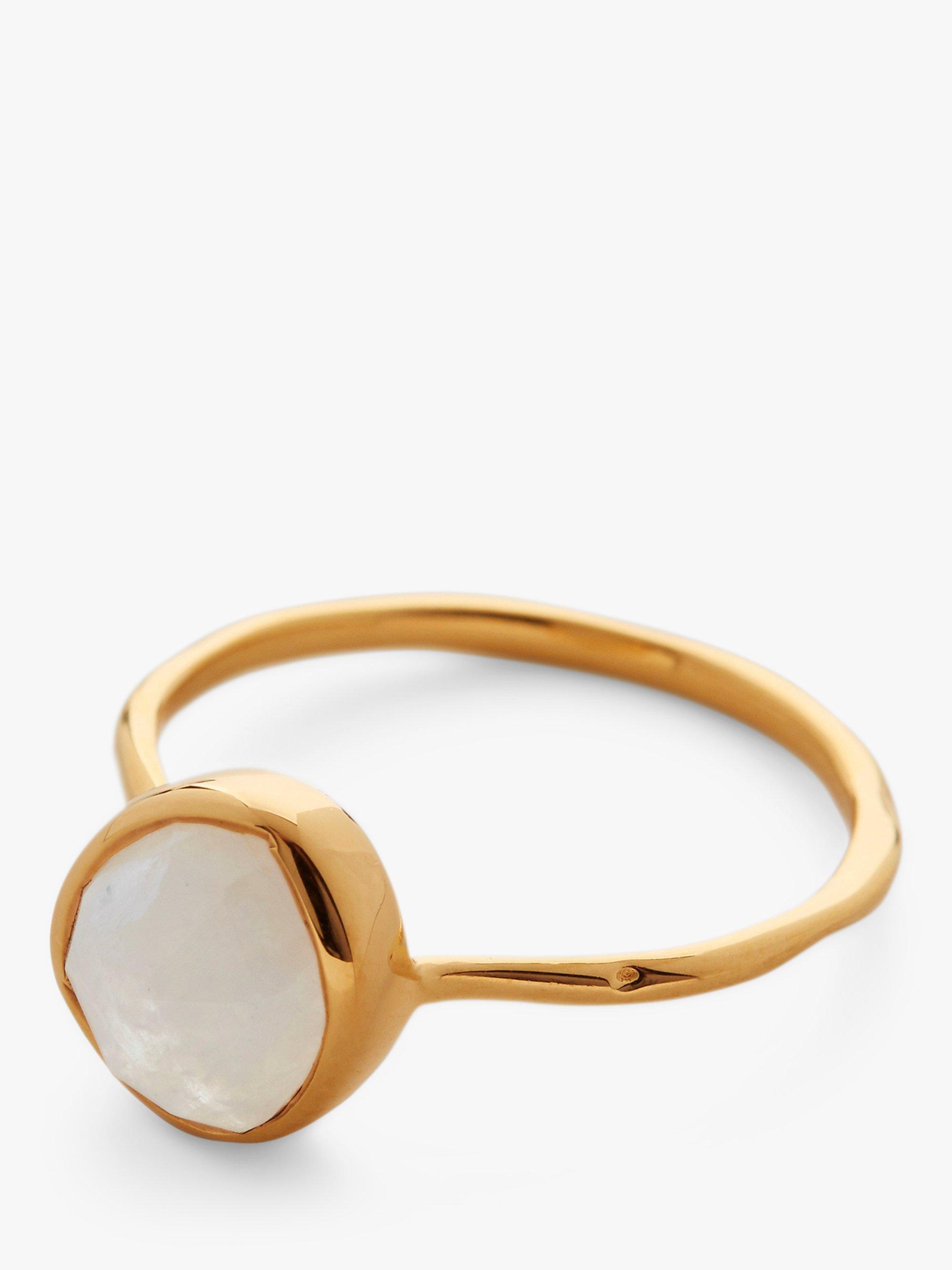 Monica Vinader Siren Moonstone Stacking Ring, Gold/Neutral, M