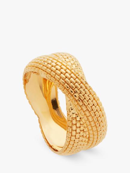 Monica Vinader Heirloom Woven Cross Ring, Gold, Gold