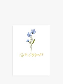 Art File Flower Gyda Chydydeimlad Welsh Language Sympathy Card, Multi
