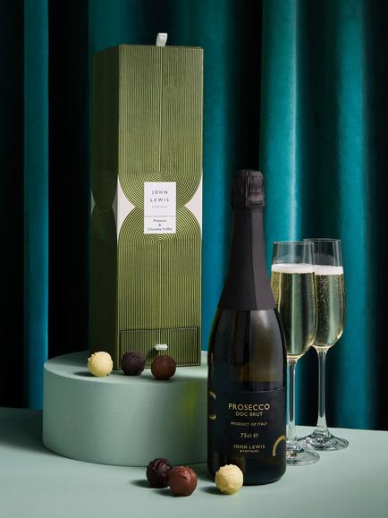 John Lewis Prosecco & Chocolate Gift Box, Multi