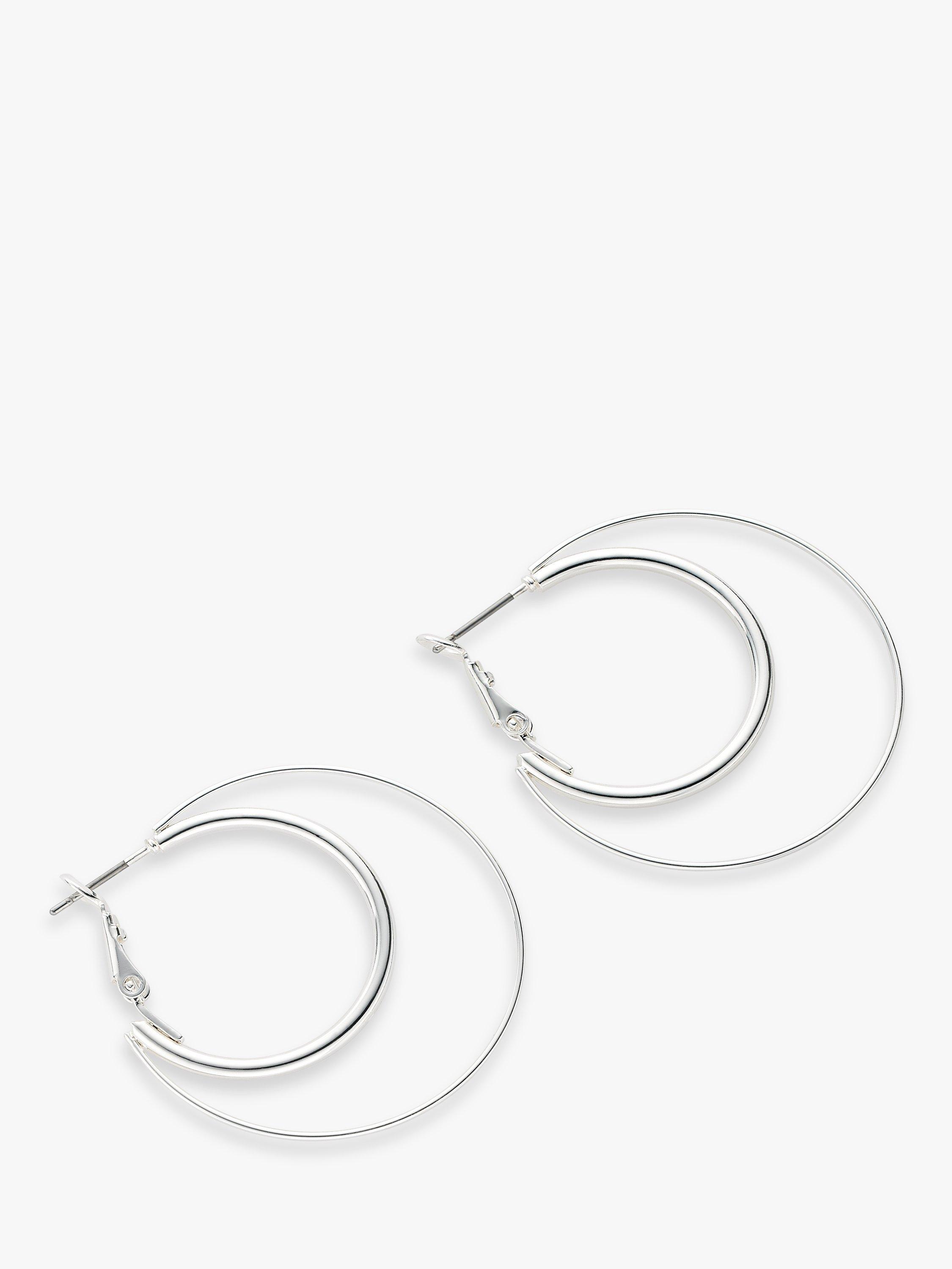 John Lewis Double Hoop Earrings Silver