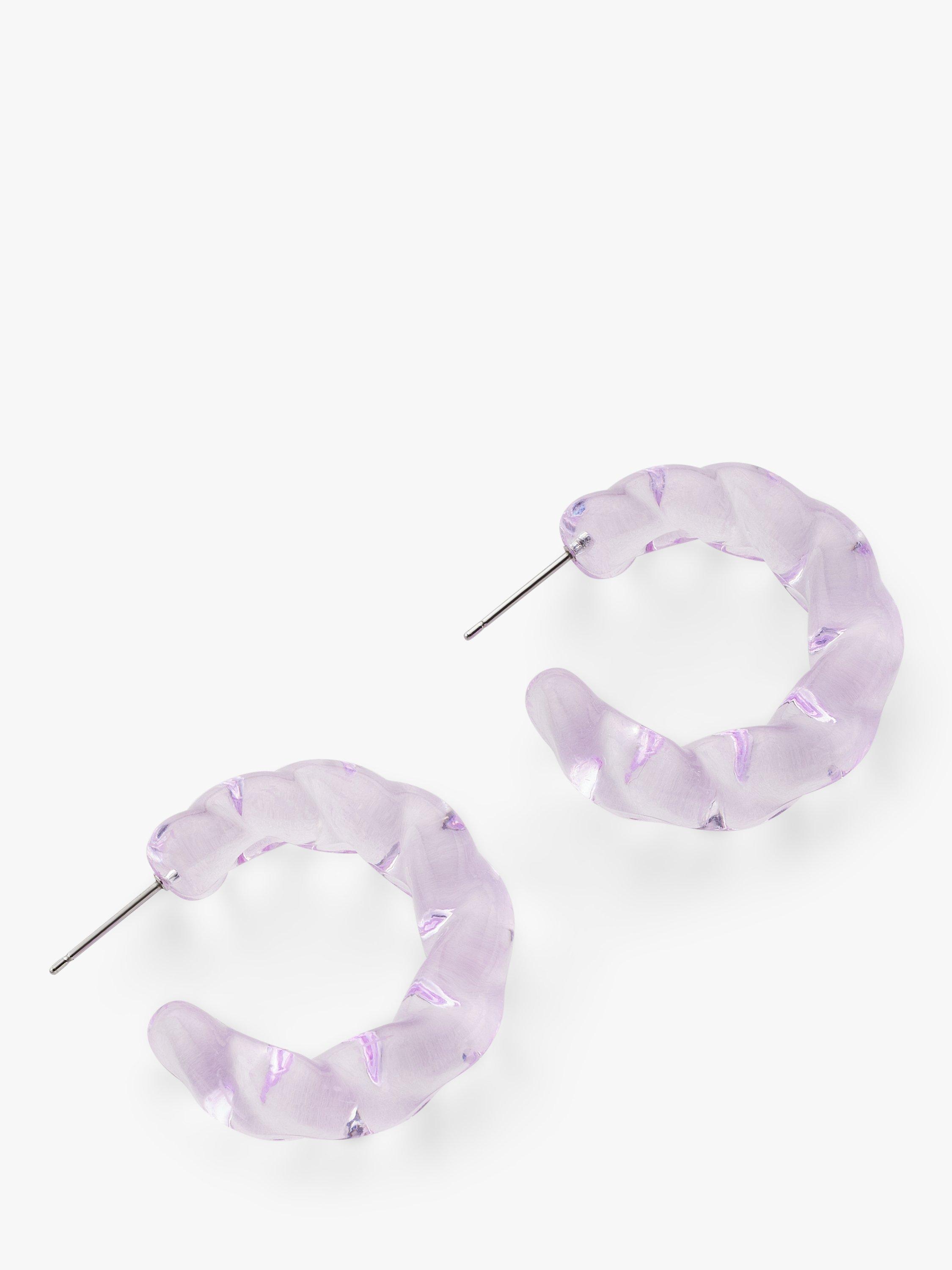 John Lewis Acrylic Twisted Half Hoop Earrings, Lilac