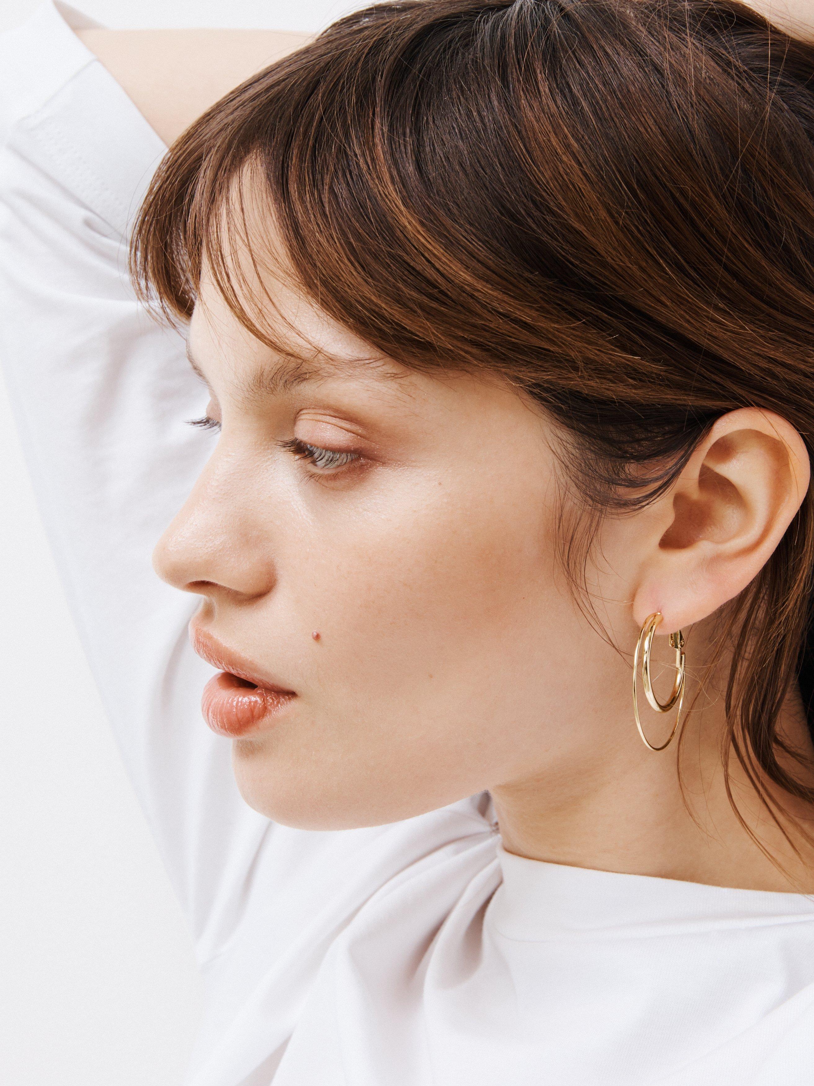 John Lewis Double Hoop Earrings, Gold