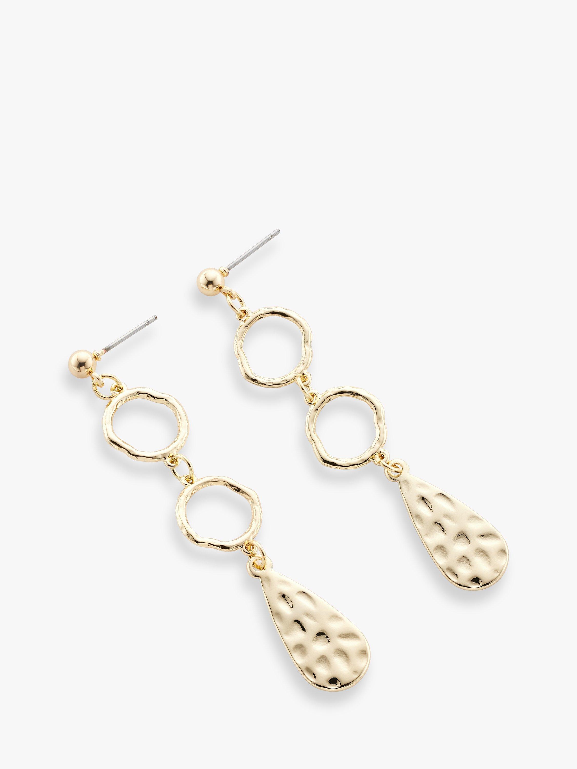 John Lewis Hammered Teardrop Drop Earrings Gold