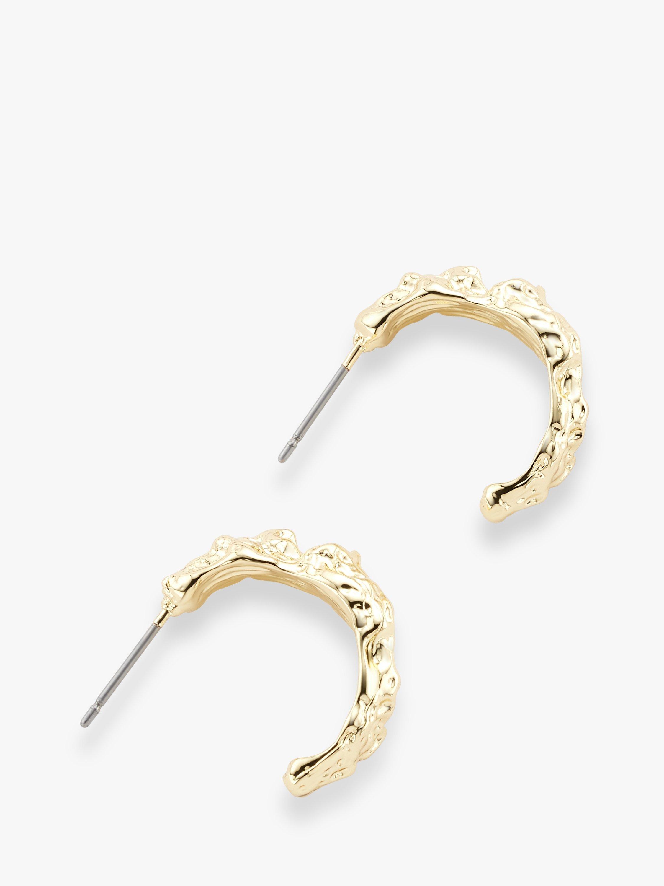 John Lewis Textured Half Hoop Earrings, Gold