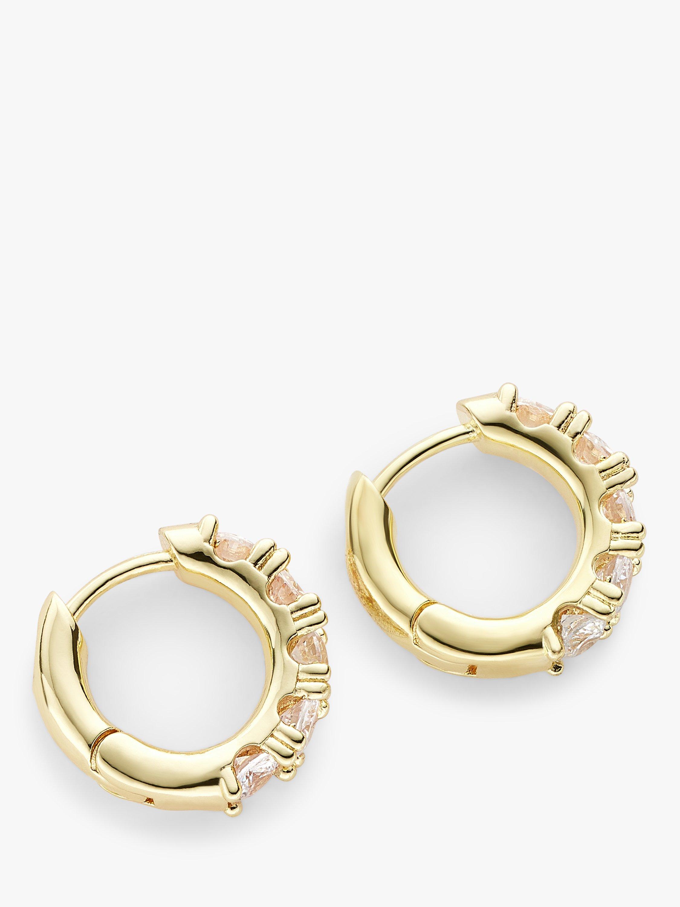 John Lewis Cubic Zirconia Huggie Hoop Earrings, Gold