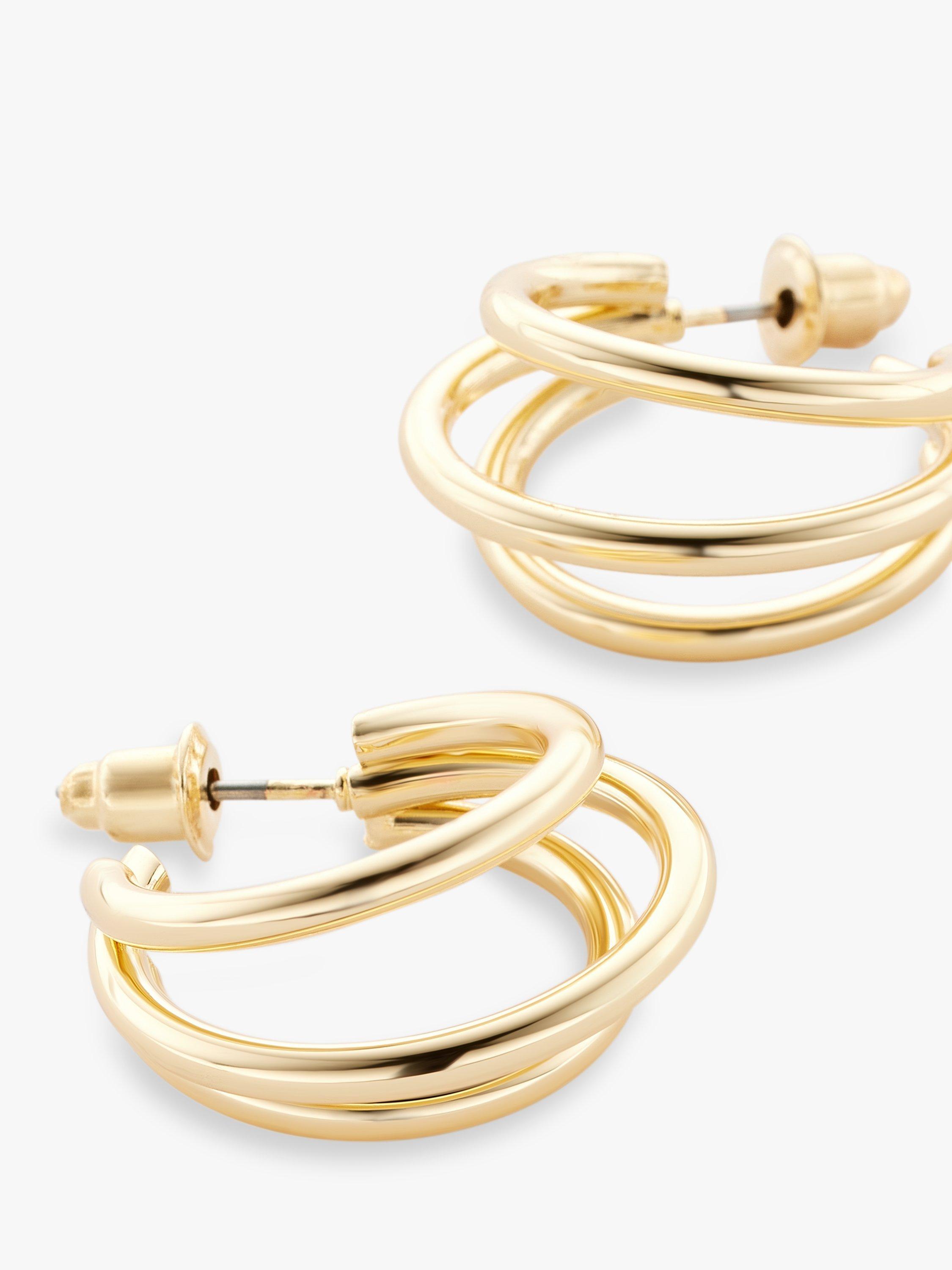 John Lewis Polished Triple Hoop Earrings, Gold