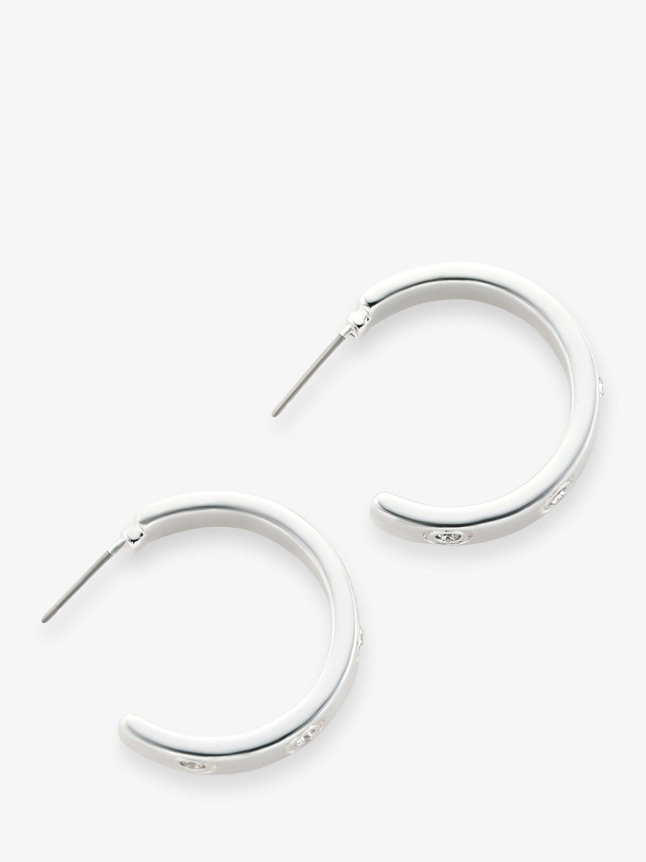 John Lewis Crystal Encrusted Hoop Earrings, Silver