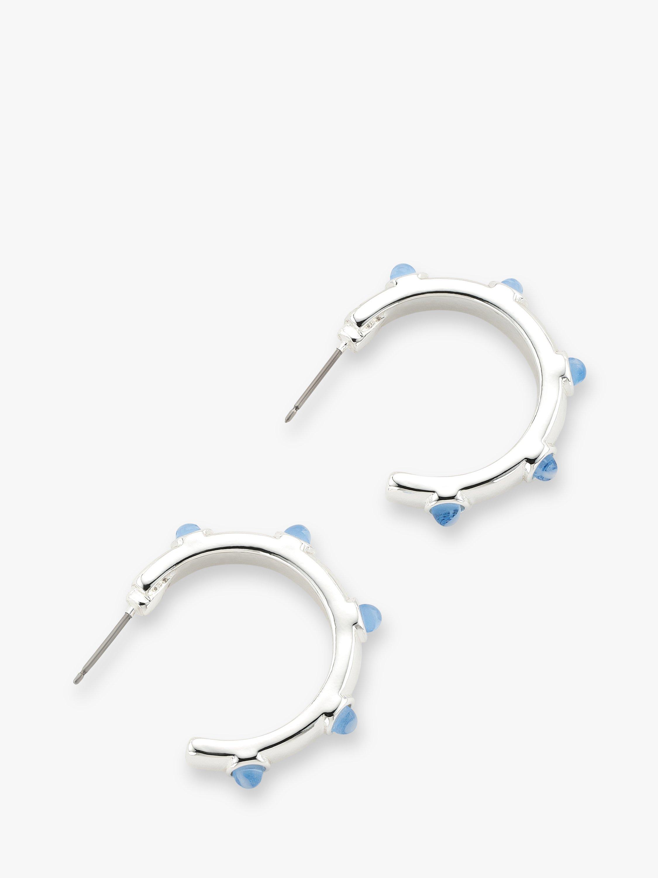 John Lewis Coloured Dot Half Hoop Earrings, Silver/Blue