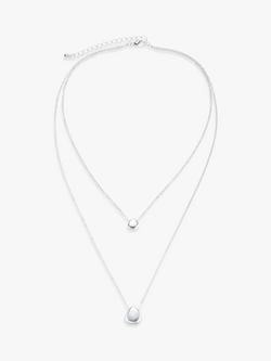 John Lewis Two Row Mini Droplet Layered Necklace, Silver