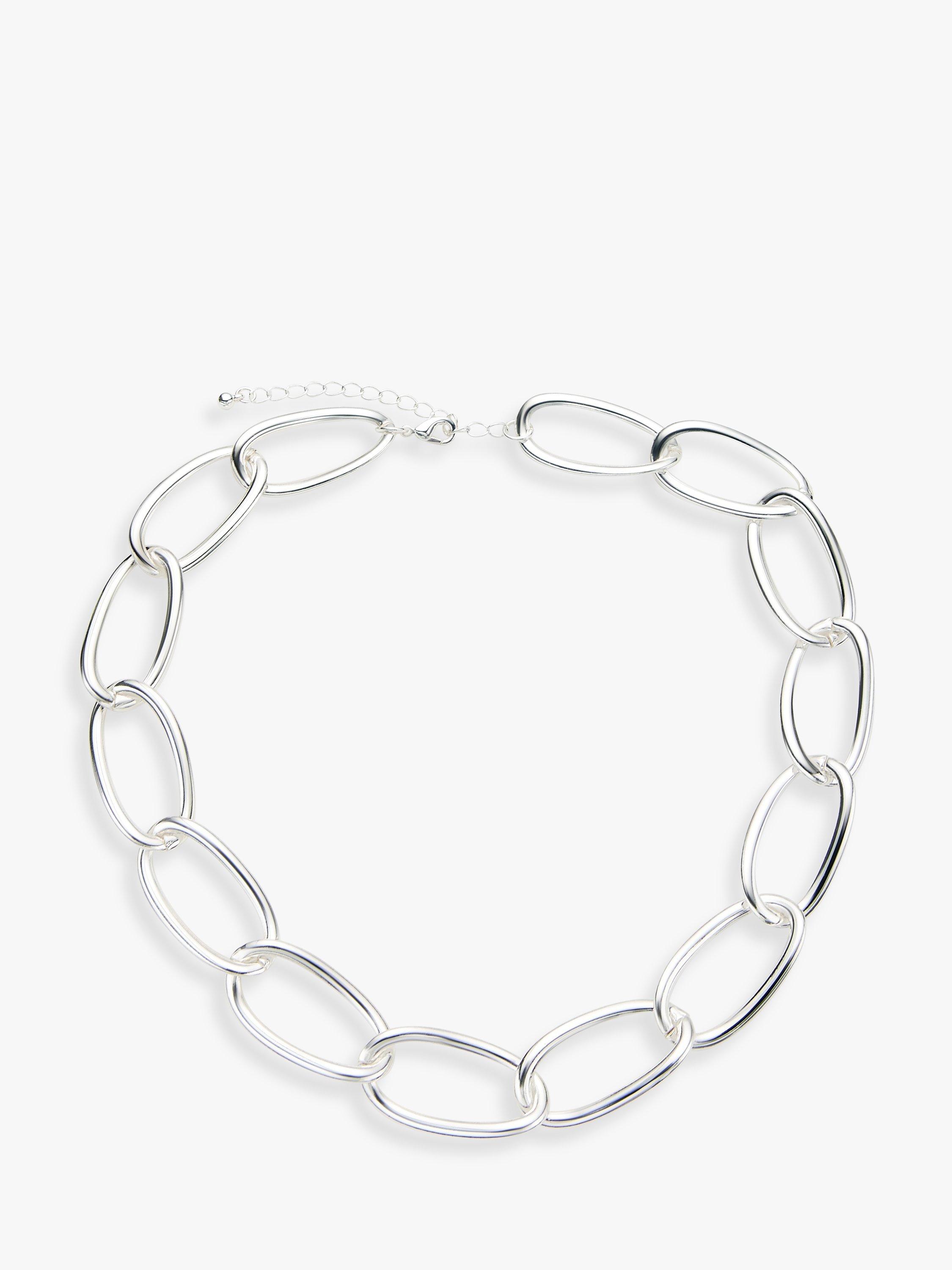 John Lewis Twist Oval Link Collar Statement Necklace, Silver