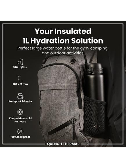 Ion8 Insulated Stainless Steel Leak-Proof Drinks Bottle, 920ml - view 2, Black