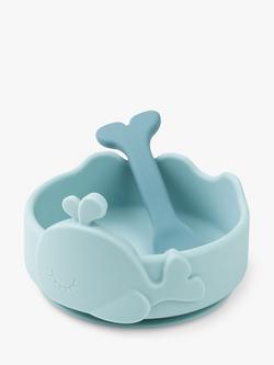 Done by Deer Wally Stick & Stay Bowl and Spoon Set, Blue