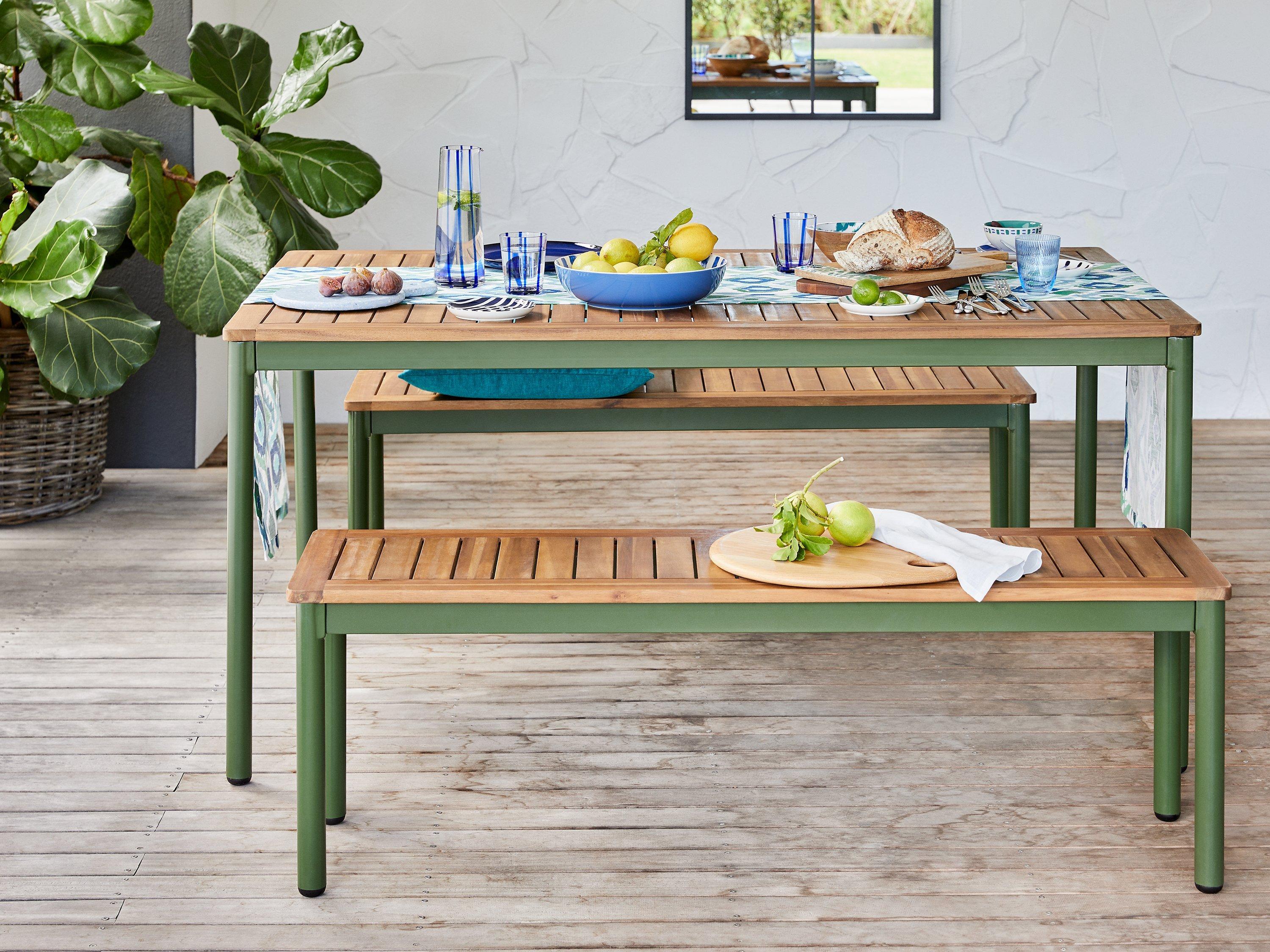 Garden dining table and benches sale