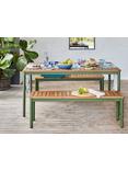 John Lewis Erna 6-Seater Garden Dining Table & Benches Set, Green/Natural