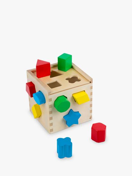 Melissa & Doug Shape Sorting Cube Wooden Toy, Multi