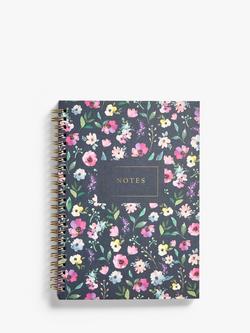 John Lewis A5 Watercolour Flowers Spiral Bound Notebook. Multi, Multi
