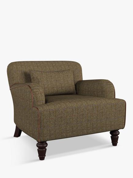 Tetrad Lewis Armchair, Mahogany Leg, Loden Herringbone