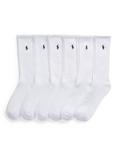 Ralph Lauren Cotton Blend Athletic Socks, Pack of 6, White