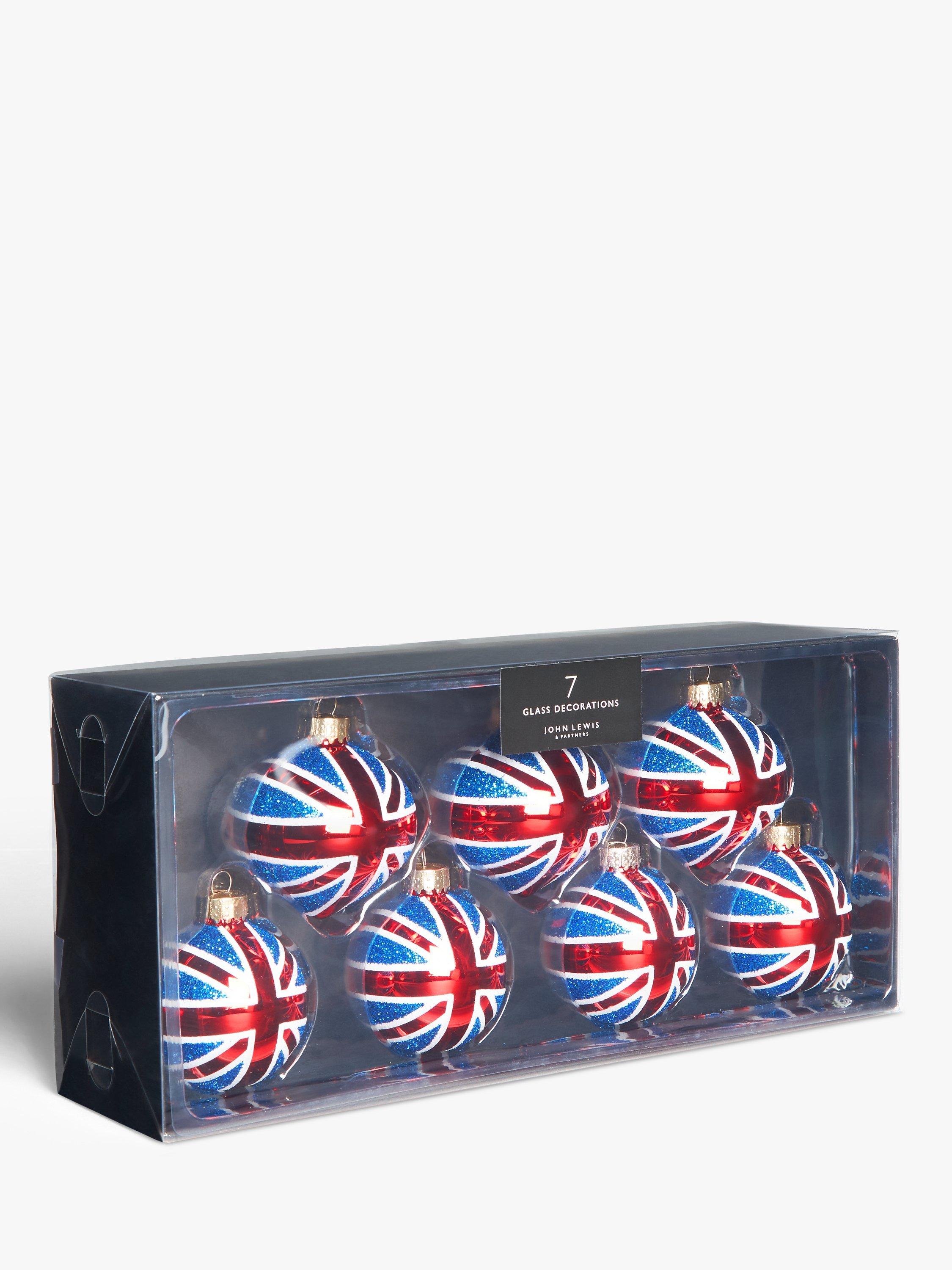 John Lewis Union Flag Baubles, Box of 7