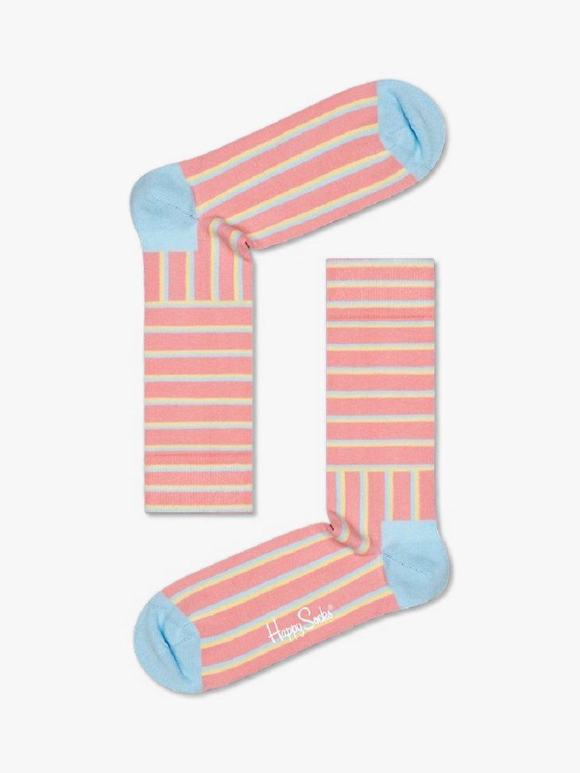 Happy Socks Block Stripe Socks, One Size, Light Pink