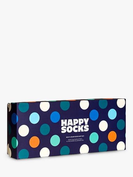 Happy Socks Stripe and Argyle Socks Gift Box, Pack of 4, Blue, Blue